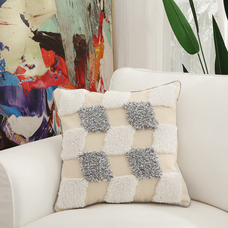 Cotton pillow with embroidered design, home decor cushion by My Store