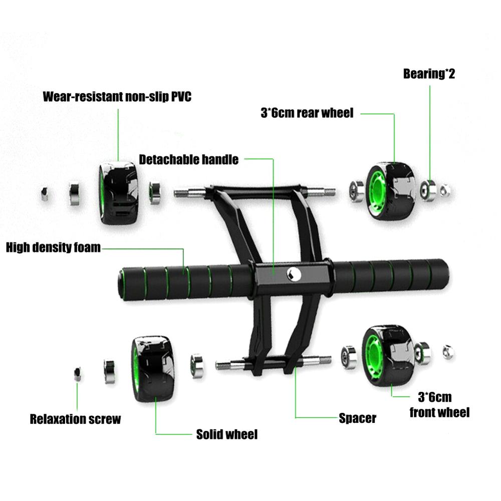 Four-wheeled abdominal roller for home exercise and abdominal muscle fitness training
