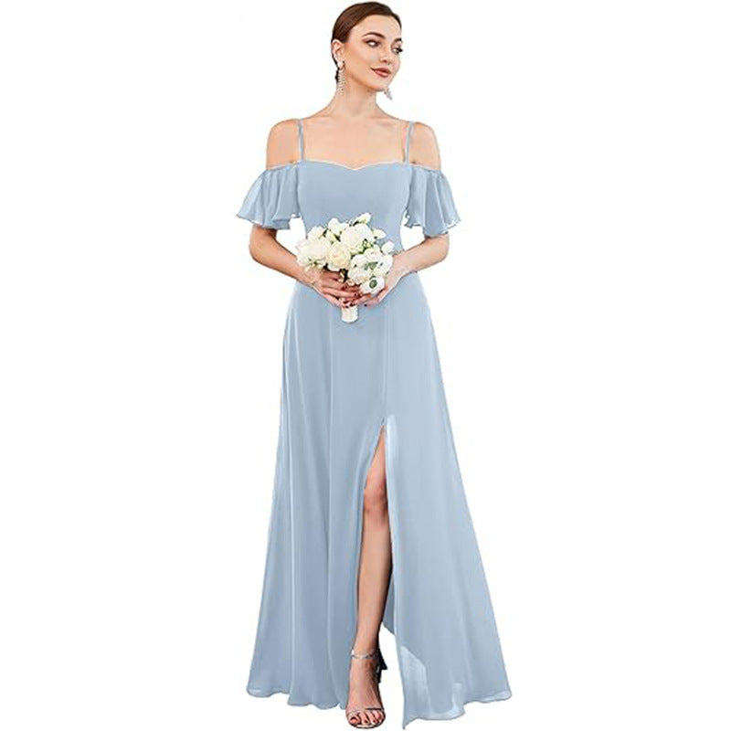 Off-shoulder chiffon maxi dress, women’s evening gown in an elegant flowing silhouette