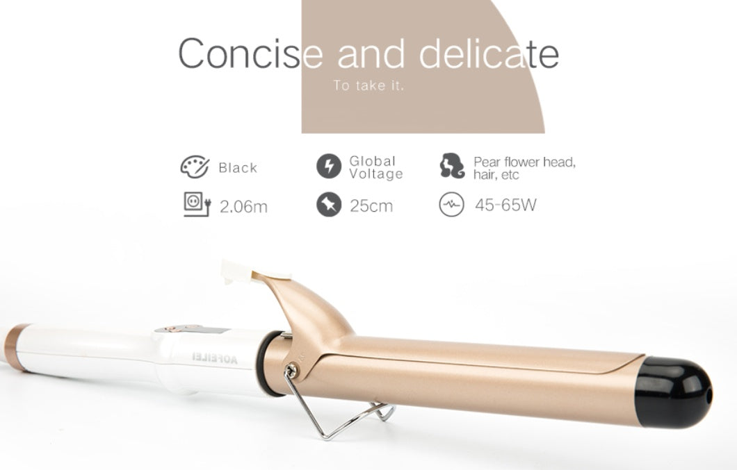 LCD hair curler curling iron by My Store with digital display and heated barrel