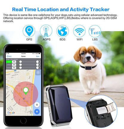Pet tracking locator device by My Store for locating pets, shown in a compact design