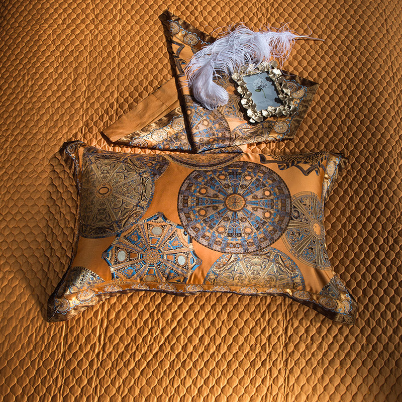Home textile bedding kit in a coordinated bedroom set, featuring soft bedding and matching linens