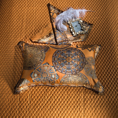Home textile bedding kit in a coordinated bedroom set, featuring soft bedding and matching linens