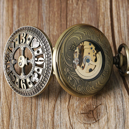 Shantou carved pocket watch with decorative engraved cover and classic round design