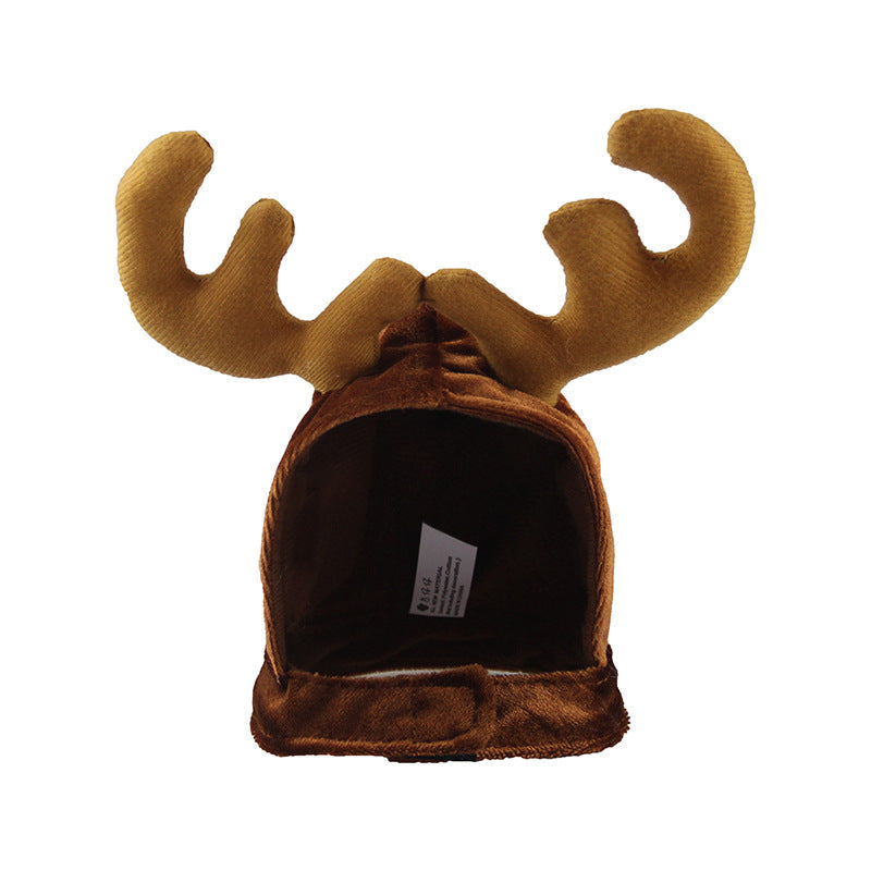 Teddy dog and cat antlers accessory in brown plush fabric, suitable for pet photos and costumes