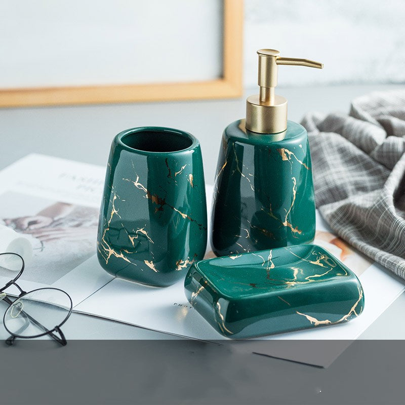 Bathroom wash set by My Store in a coordinated design for everyday bathroom use