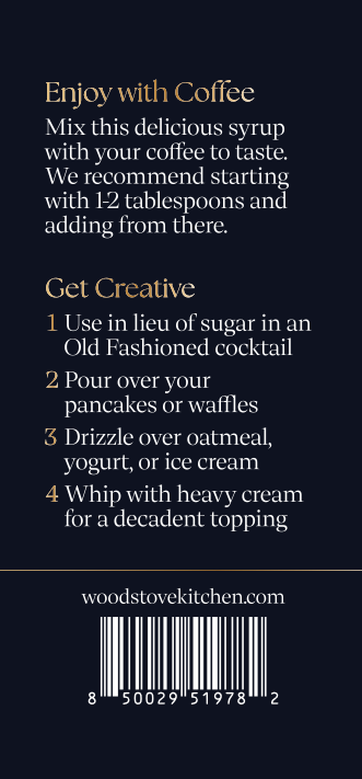 Wood Stove Kitchen Maple & Brown Sugar Coffee & Cocktail Syrup in 16 fl oz bottle, versatile drink and cocktail mixer with rich flavors