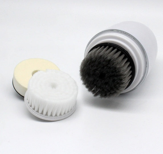 Rotary electric face washer cleaning brush in compact handheld design, white and blue my store model
