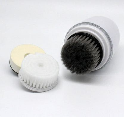 Rotary electric face washer cleaning brush in compact handheld design, white and blue my store model
