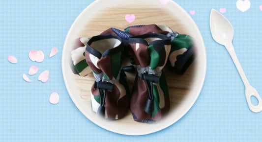 Unique design tarpaulin puppy dog shoes in a stylish protective bootie design