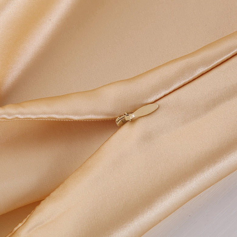 Solid color satin simulation silk single pillowcase in soft ice silk fabric