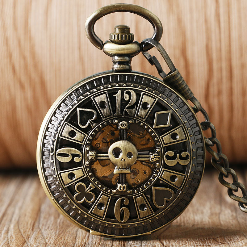 Shantou carved pocket watch with decorative engraved cover and classic chain design