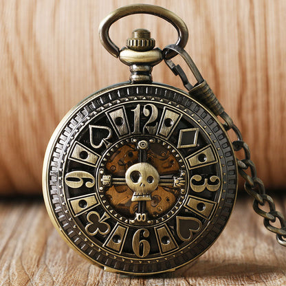 Shantou carved pocket watch with decorative engraved cover and classic chain design