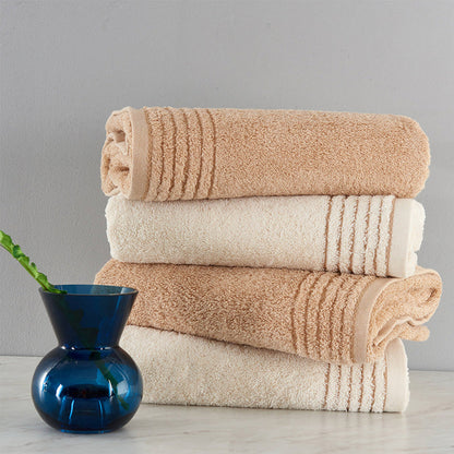 Cotton towel set with soft woven texture in neutral colors