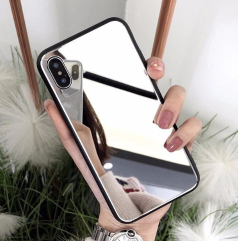 Mirror phone case for Apple iPhone X with makeup mirror and selfie glass, compatible with iPhone 7/8 Plus