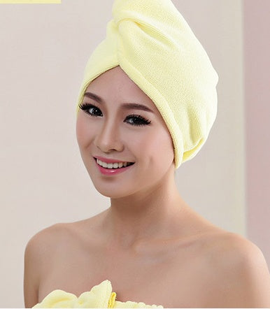 Women's absorbent hair dryer cap and dry hair towel in soft fabric by My Store