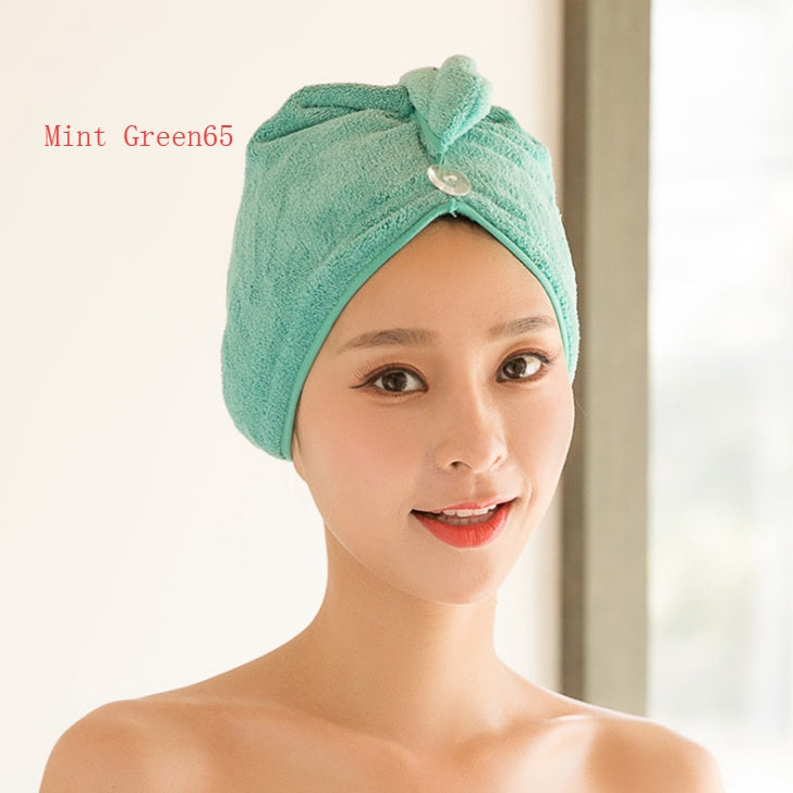 Women's absorbent hair dryer cap towel for drying hair, shown in a soft wrap design