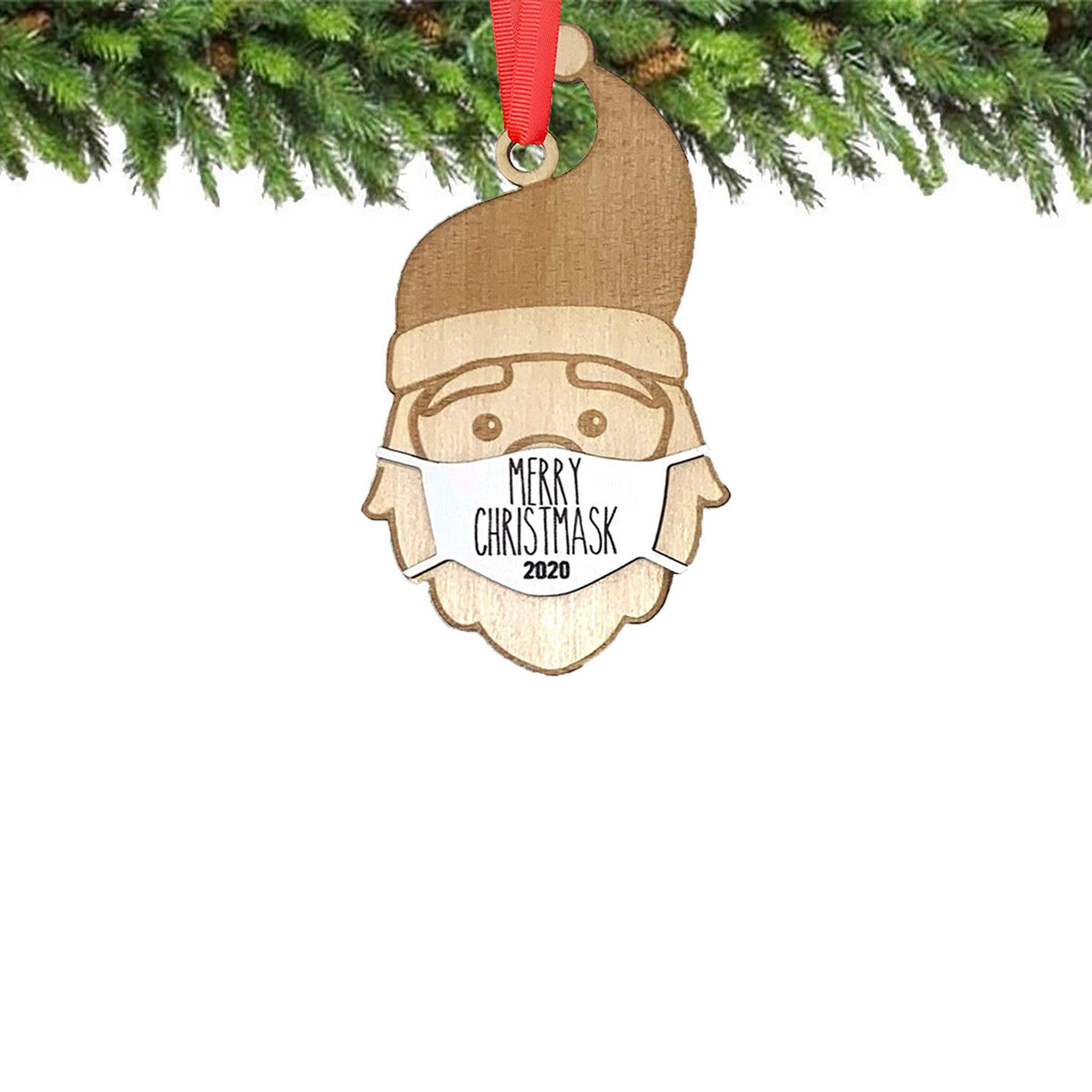 Wooden Christmas decorations sign displayed with festive holiday design