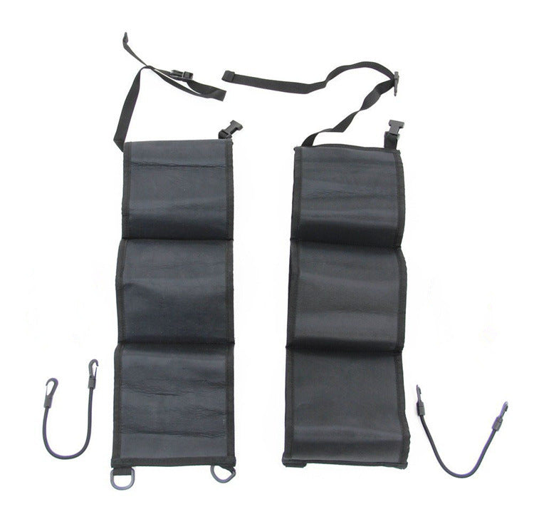 Multifunctional car holster mounted on the front seat back with organized storage compartments