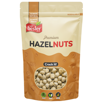 Can Besler Hazelnut snack by S101 in a 200g package, showing a close-up of the hazelnut snack pieces.