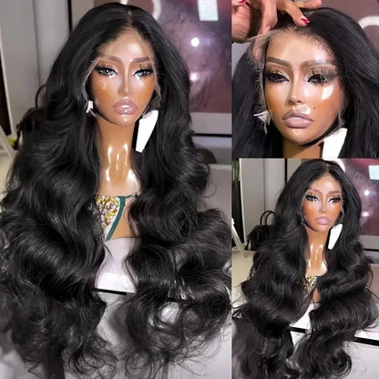 Front lace wig with mid-length large waves and long curly hair for women