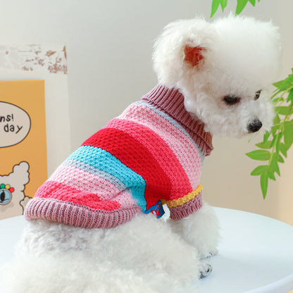 Colorful striped Pet Ring sweater with comfortable knit fabric for pets