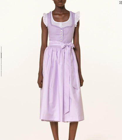 Lace-up bow long French-style workwear dress in an elegant silhouette