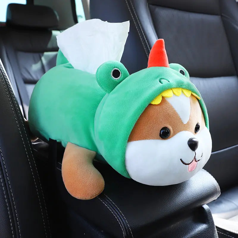 Cute Plush Car Armrest Tissue Box Holder