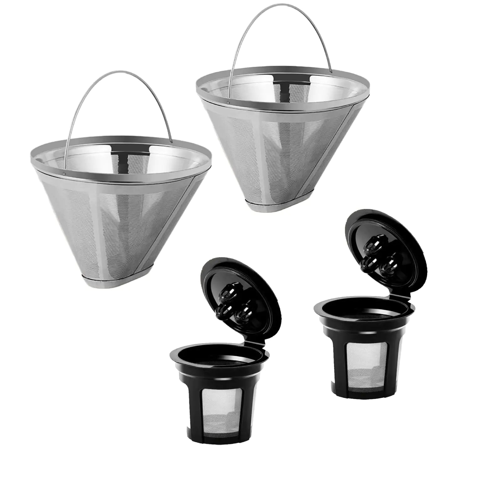 Coffee Filter for Ninja Dual Brew Coffee Maker 2 Pack K Cup Reusable Coffee Pods and 2 Pack Coffee Maker Filter for Ninja Dual Brew CFP301 CFP307 Coffee Maker