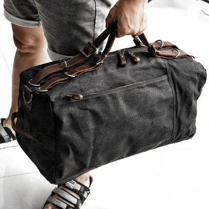 Retro Waxed Canvas Gym Duffel Bag for Men