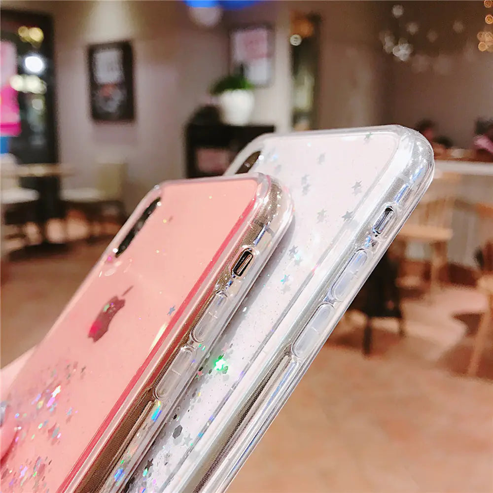 iPhone X Max Creative Transparent TPU Glitter Case