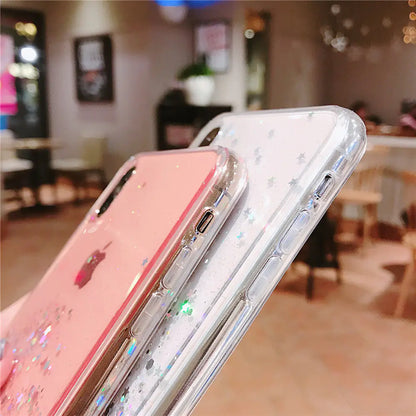 iPhone X Max Creative Transparent TPU Glitter Case