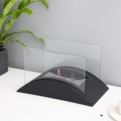 Rectangular tabletop fireplace by JHY DESIGN, 13.5 inches long, designed for gel and ethanol fire fuel, with a sleek modern look.