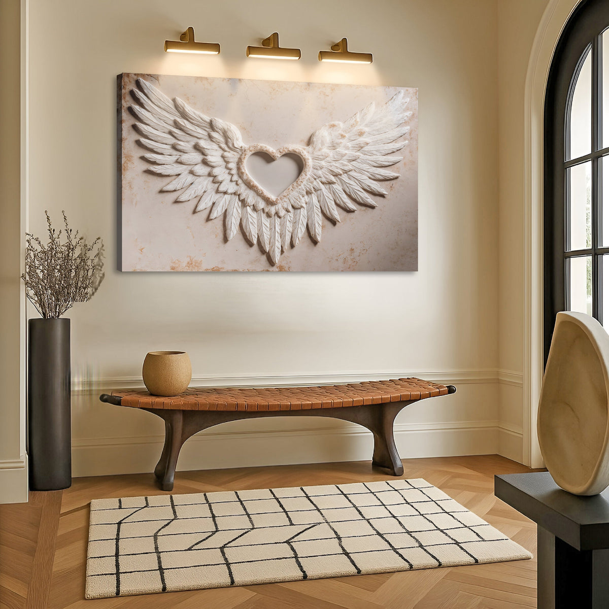 Abstract Wings of Love canvas wall art by Tailored Canvases featuring vibrant, flowing wing design on a textured canvas surface.