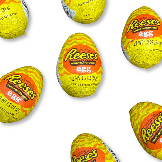 Reese's Peanut Butter Creme Egg Candy in bulk, 1.2oz chocolate treat from Candy In Bulk with peanut butter filling.