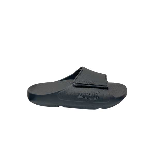 Lucky Feet Shoes Sovella Active Recovery Sandals for Men, dark grey slide with velcro straps, designed for comfort and recovery.