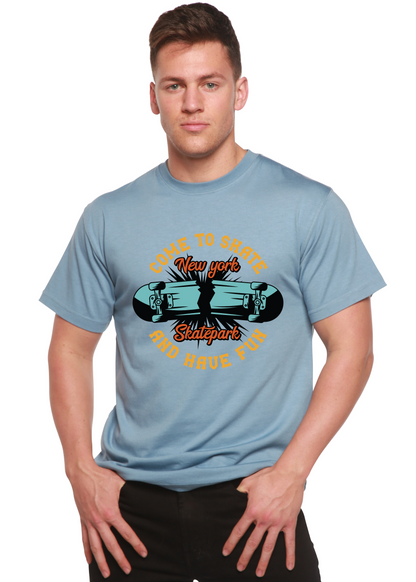 Men's printed graphic T-shirt by Spun Bamboo featuring bamboo viscose and organic cotton, with a New York Skatepark design.