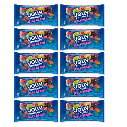 Assorted Jolly Rancher Jelly Beans candy in a 14 oz bag by Candy In Bulk, colorful jelly beans in a clear bag.