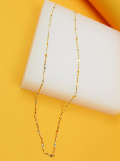 MIA Jewelry beaded cable chain necklace showing a close-up of the silver beaded link design on a plain background.