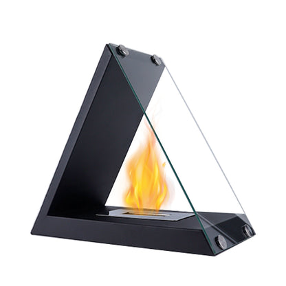 Glass tabletop fireplace by JHY DESIGN featuring gel and ethanol fuel options with a sleek, modern design and visible flame display.