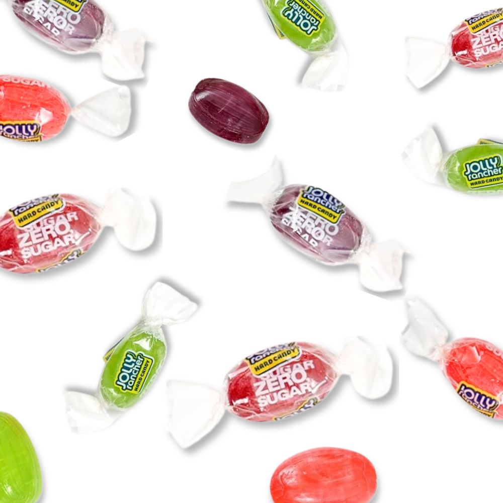 Two packs of Candy In Bulk Jolly Rancher Original Hard Candy Zero Sugar in a bulk value bag, showing colorful wrapped candies.