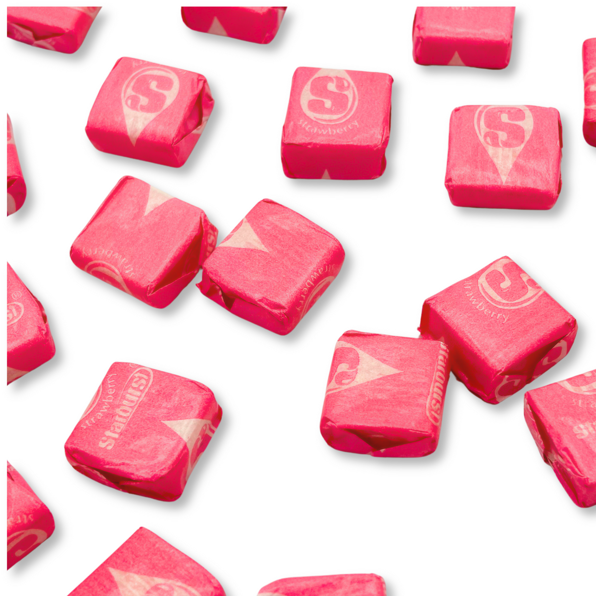 Starburst All Pink Fruit Chews candy in a bulk value bag, featuring vibrant pink chewy candies from Candy In Bulk.