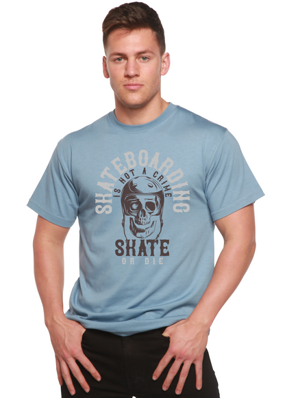 Men's Spun Bamboo skateboard graphic T-shirt in bamboo viscose and organic cotton, featuring a colorful printed skateboarding design.