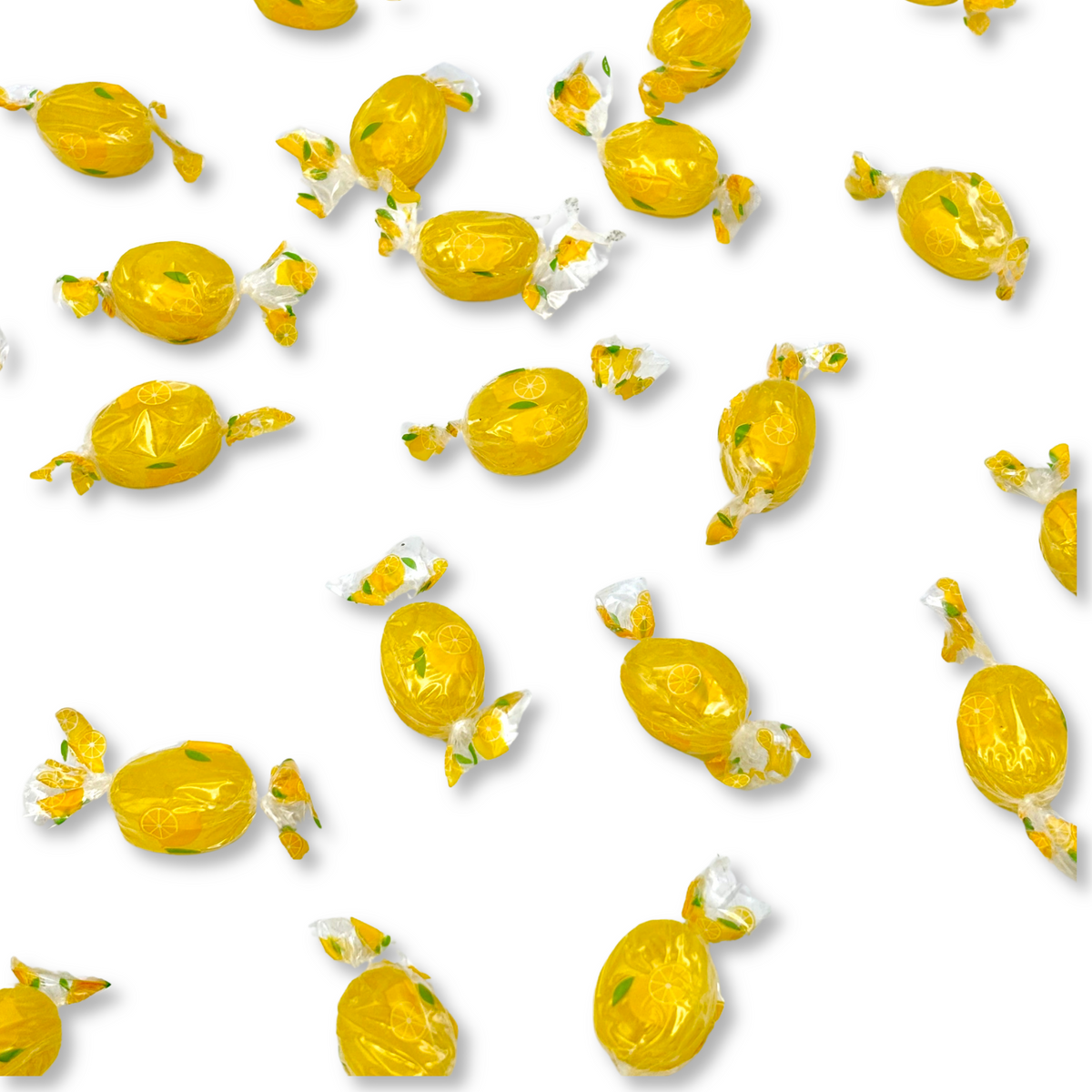 Lemon-flavored hard candies from Candy In Bulk in a large value bag, bright yellow candies with citrus flavor.