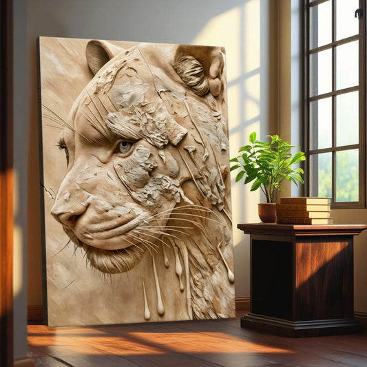 Canvas wall art of an earthen predator design by Tailored Canvases, featuring earthy tones and detailed predator imagery.