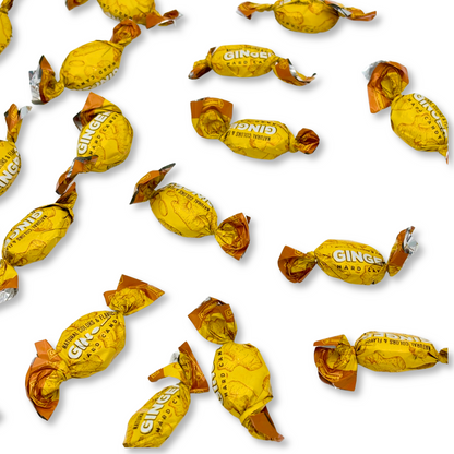 Colombina Ginger Hard Candy from Candy In Bulk in a large value bag, showing individually wrapped ginger-flavored candies.
