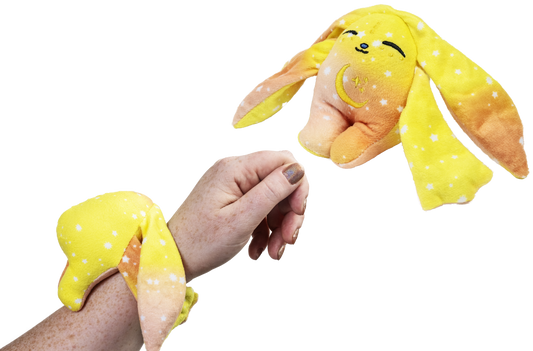 Soft Moon Pals Spark Mini Wrist Hugger plush toy with colorful design, perfect for wrist wear and cuddling.