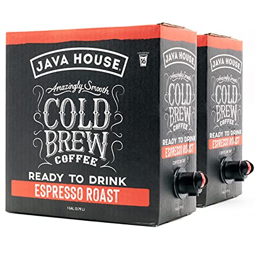 Two-pack of Java House Cold Brew on Tap coffee in BIB containers, ready for easy dispensing and fresh iced coffee.