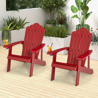 Pair of GBruno Store Adirondack chairs for adults and kids, outdoor patio set with two comfy, classic wooden-style chairs.