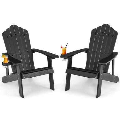 Pair of GBruno Store Adirondack chairs for adults and kids, outdoor patio set with comfortable, rustic wooden design.